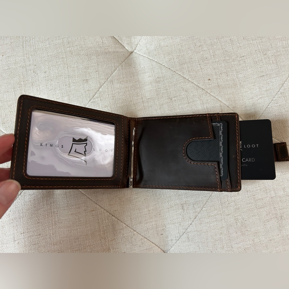 Dark Brown Leather Money Clip - Picture 4 of 4